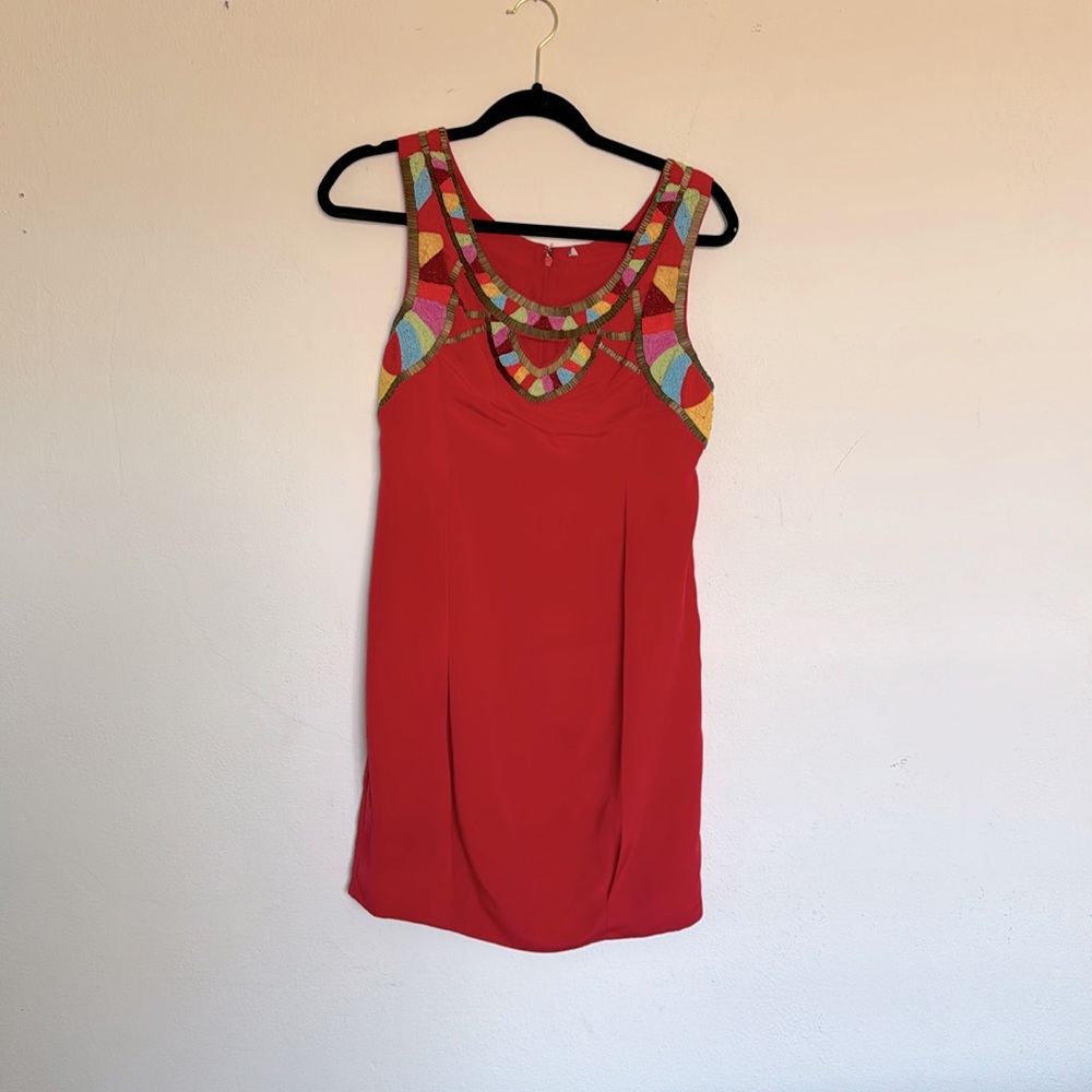 Beaded red strapless dress size small